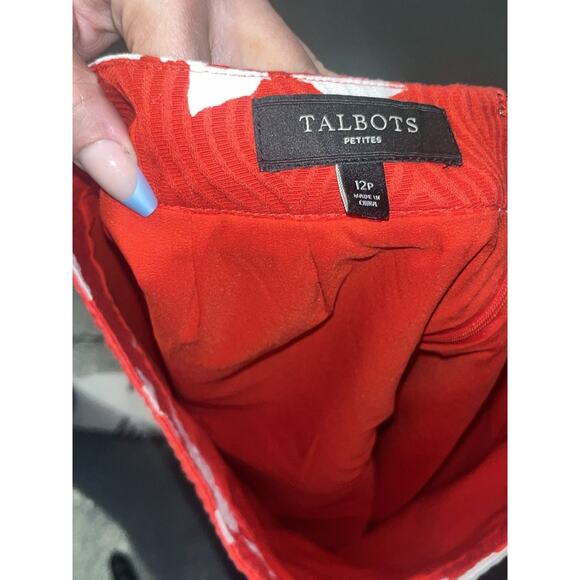 Talbots Pencil Skirt Petites Bright Red White Knee Length Cotton Lined Sz 12P - Picture 5 of 5